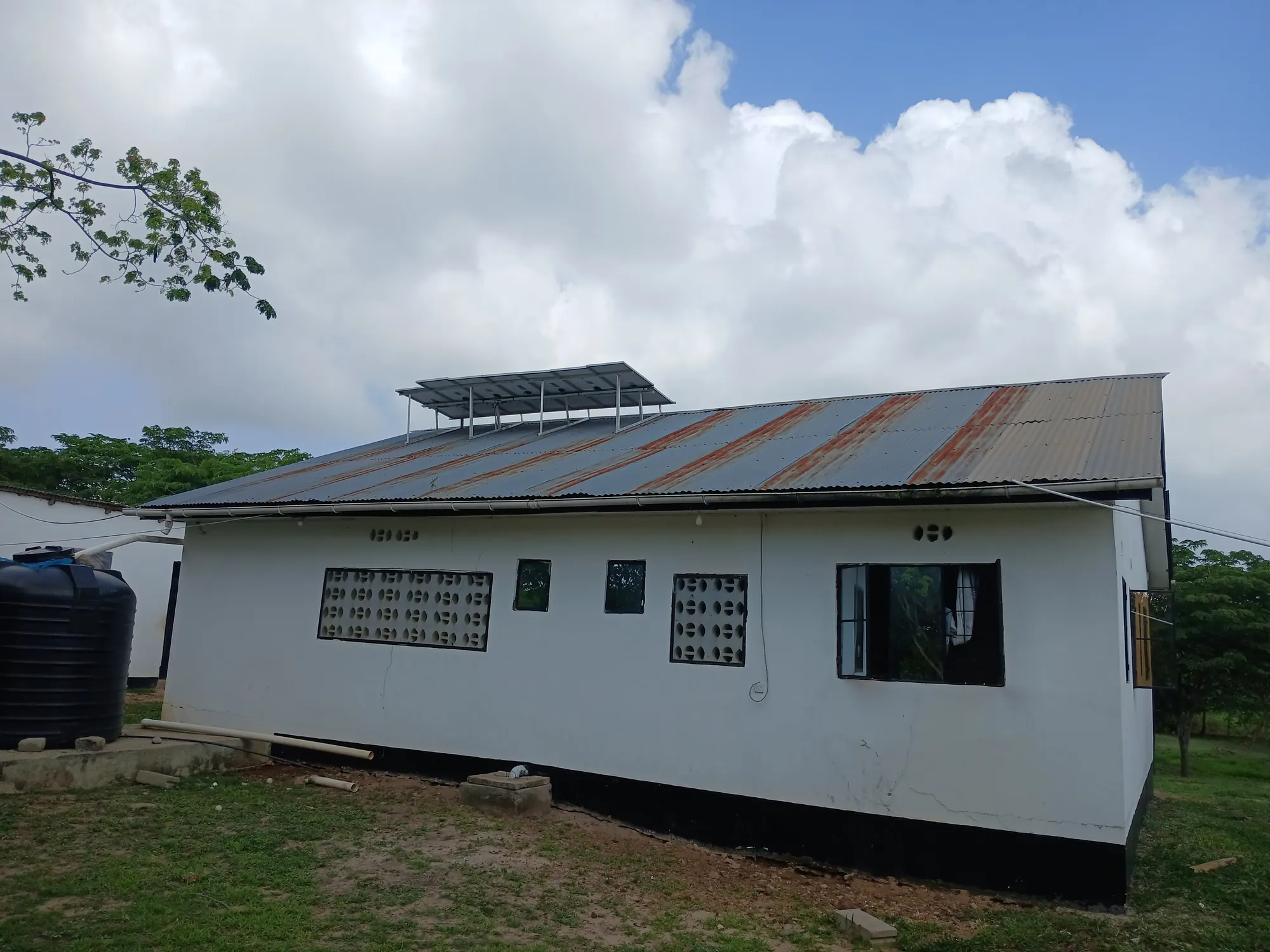 Kisarawe health facility building with solar panels mounted on the roof